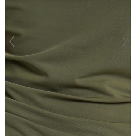 LIONESS - strapless ruffle DRESS IN OLIVE - Picture 4 of 4